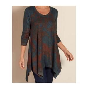 Soft Surroundings teal long sleeve tunic top
